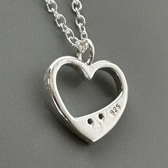 Sterling Silver CZ Heart Necklace - Picture 4 of 11